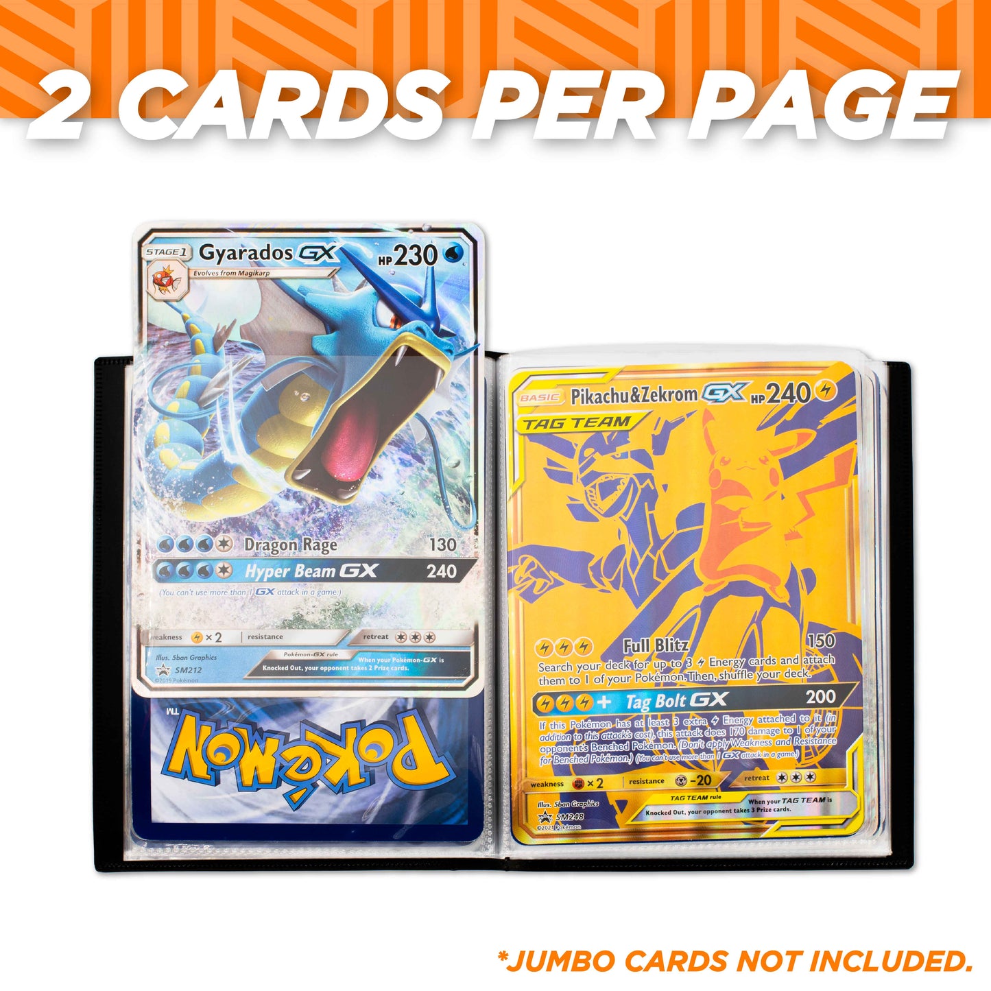 XXL Jumbo Pokemon Album for Large Pokemon Cards – 30 Pages for a Capacity of 60 Pokémon Jumbo GX True Cards, VMAX, V or EX, Pokemon Album with Sleeves Size 21 x 14.5 cm - Friki Monkey