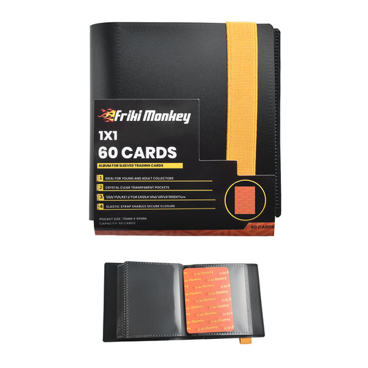 Álbum TCG – 60 Cartas – 1 Bolsillo por Página – Binder Compacto de Carga Lateral con Cierre Elástico – Sin PVC
