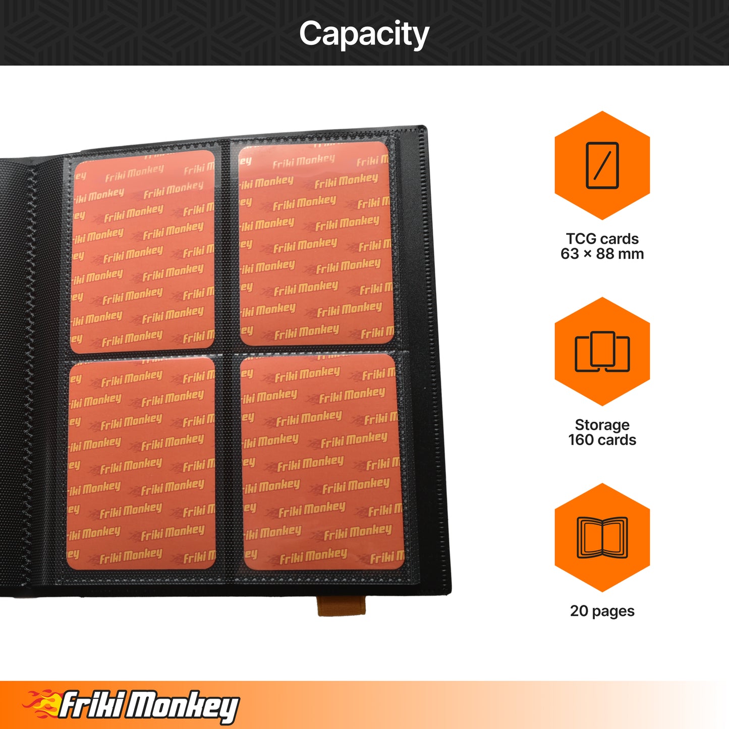 TCG Card Album – 160 Cards – 4-Pocket Pages (2×2) – Side-Loading Binder with Elastic Closure – PVC-Free