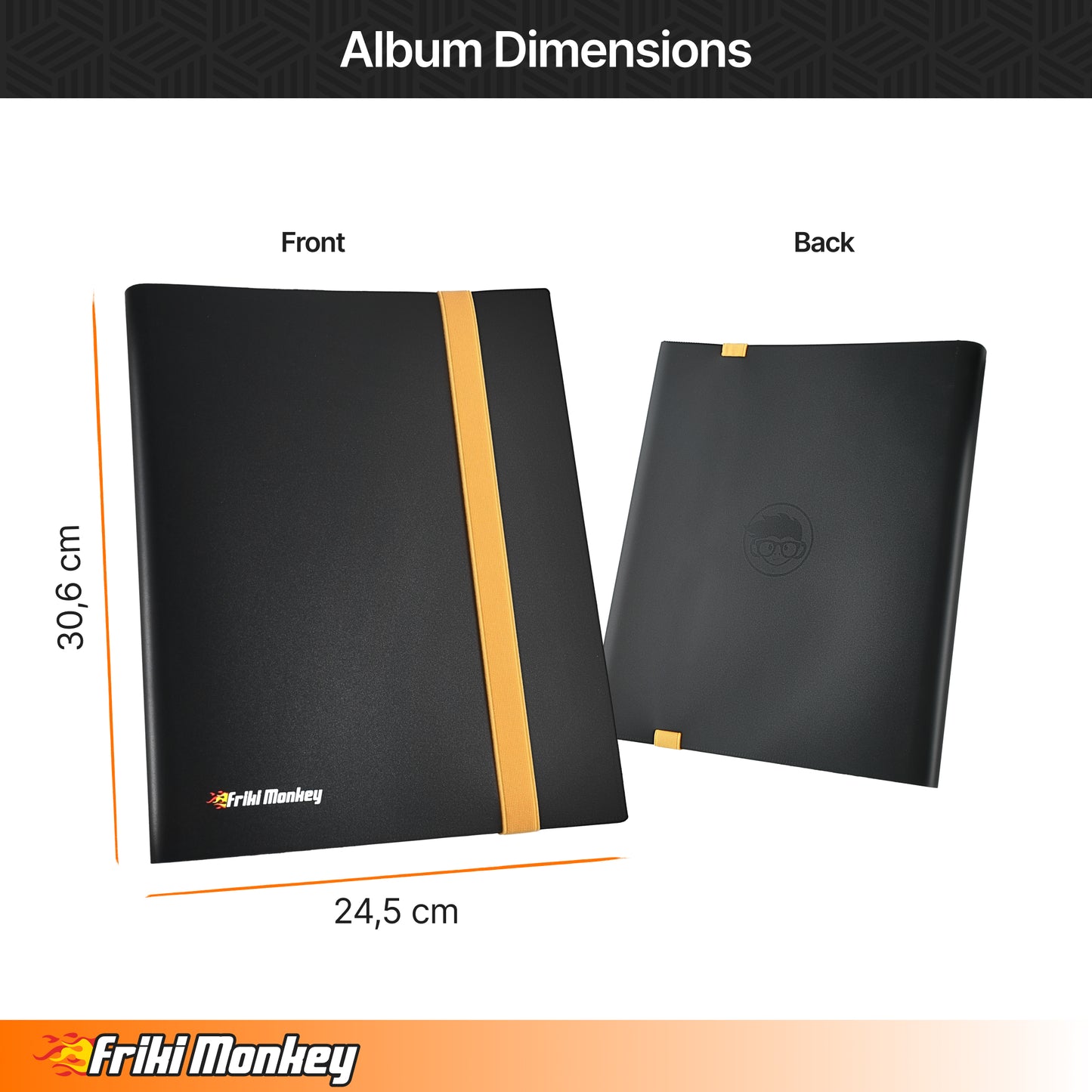 TCG Card Album – 360 Cards – 9-Pocket Pages (3×3 Layout) – Side-Loading Binder with Elastic Strap