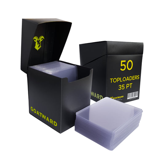 Toploaders 35PT Pack de 50 con Deck Box Negra | GOATWARD