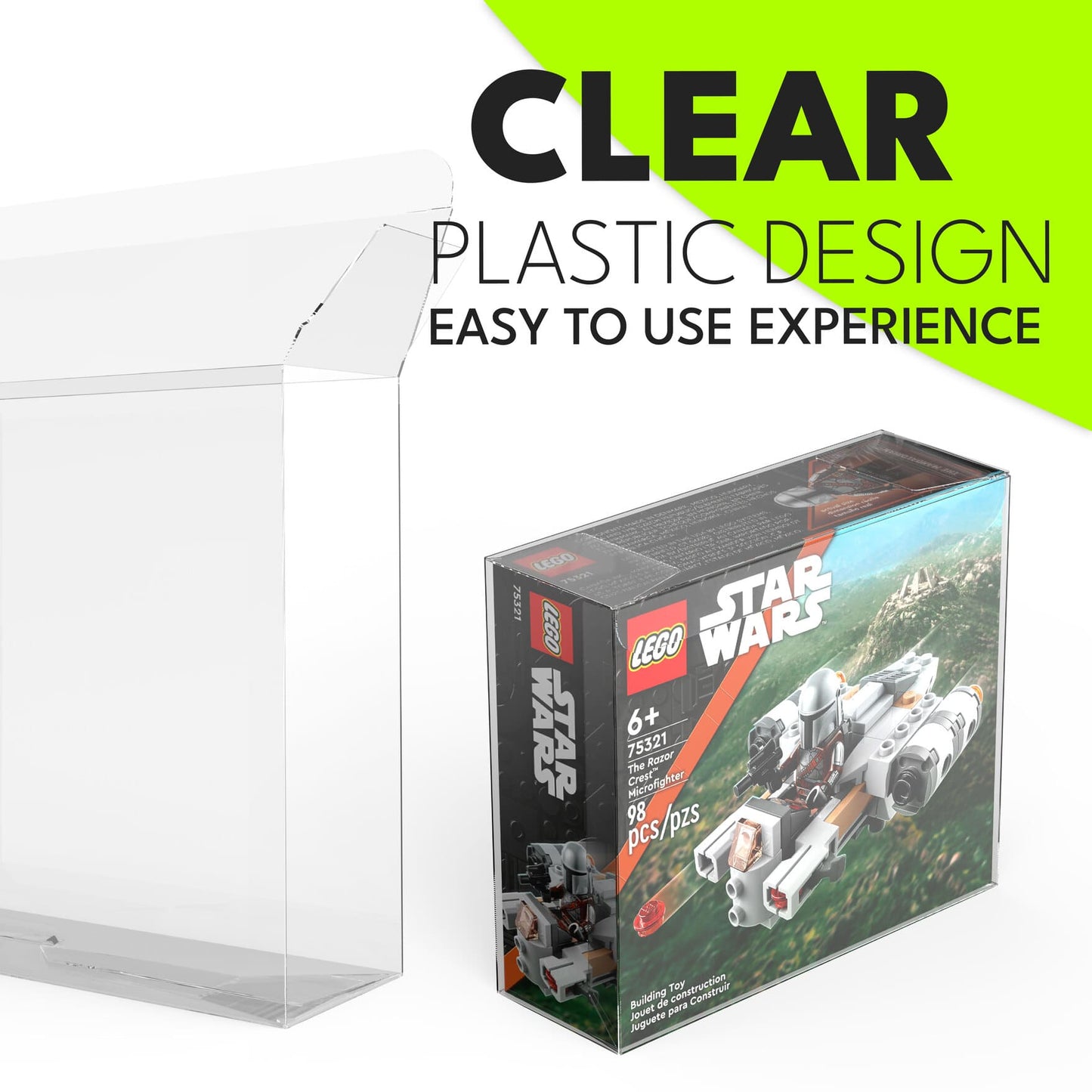 Caja Protectora de PET para Sets de LEGO – Protector Premium para Cajas de LEGO (14.4 x 4.7 x 12.4 cm)
