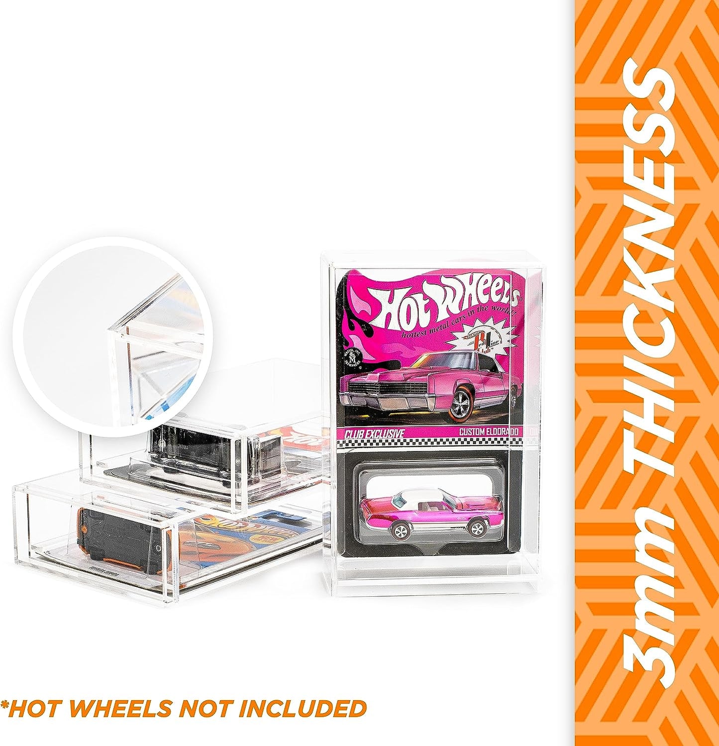 Acryl Display Case für Hot Wheels Long Cards (111x111x39mm) – Premium Schutz & Präsentation