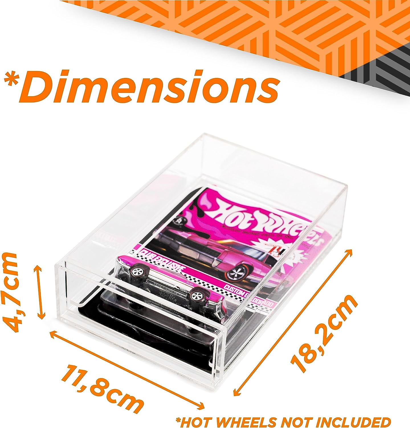 Acryl Display Case für Hot Wheels Long Cards (111x111x39mm) – Premium Schutz & Präsentation