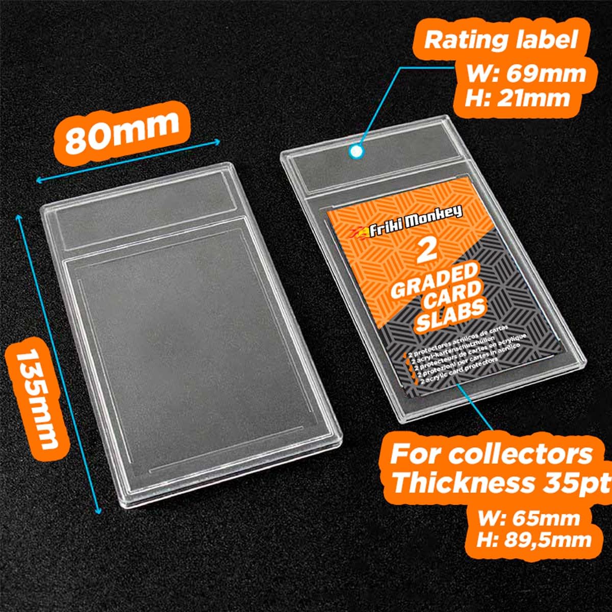 Graded Card Slab - 64x90mm for Pokémon, Magic The Gathering and Yugi-Oh cards - The Ultimate Protection for Your Best Collectibles - Friki Monkey