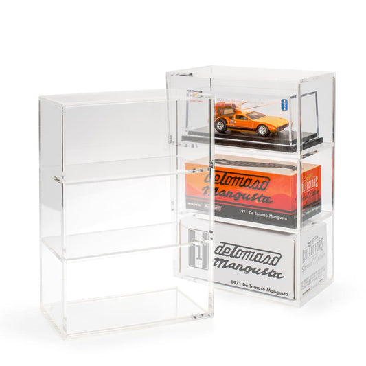 Acrylic Protector for Hot Wheels RLC Three Heights - Protection for Hot Wheels and Collector Boxes 184mm x 126mm x 63mm.