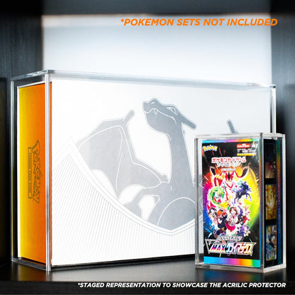 Protector de Caja de Acrílico Ultra Premium Charizard - 320x209x90mm para Pokémon - La Protección Definitiva para tus Mejores Coleccionables