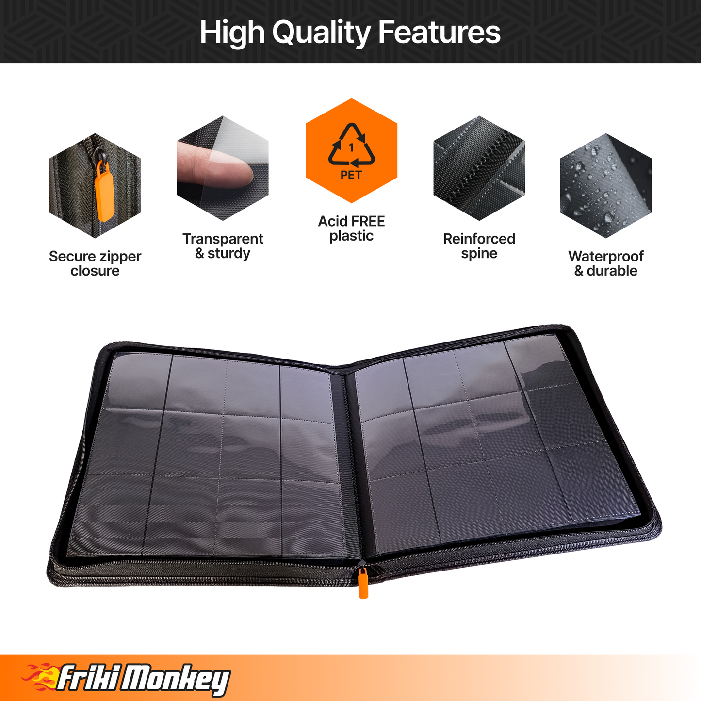 TCG-Kartenalbum 4×3 – 480 Karten mit Reißverschluss | Friki Monkey