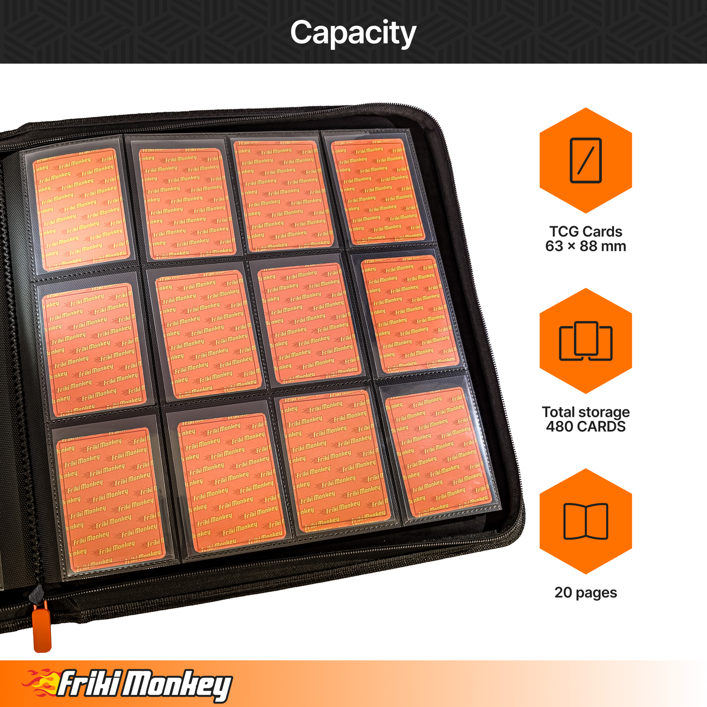 TCG-Kartenalbum 4×3 – 480 Karten mit Reißverschluss | Friki Monkey