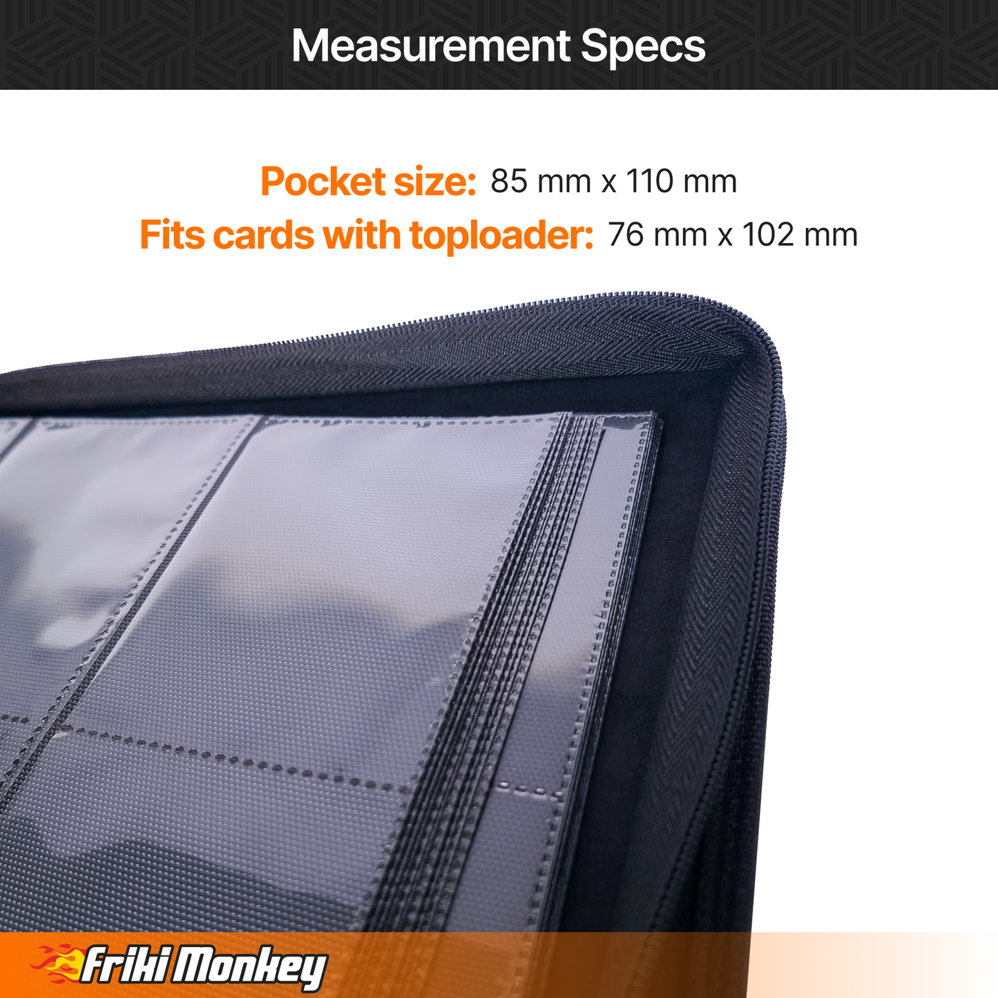 Toploader-Album 3×3 – Kapazität für 360 Toploader mit Reißverschluss | Friki Monkey