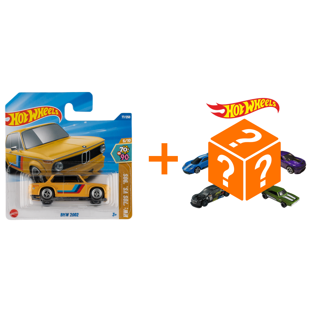 Pack Hot Wheels: 1 Hot Wheels BMW 2002 Custom + 1 Voiture Hot Wheels Aléatoire
