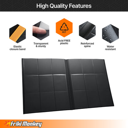 TCG Card Album – 360 Cards – 9-Pocket Pages (3×3 Layout) – Side-Loading Binder with Elastic Strap