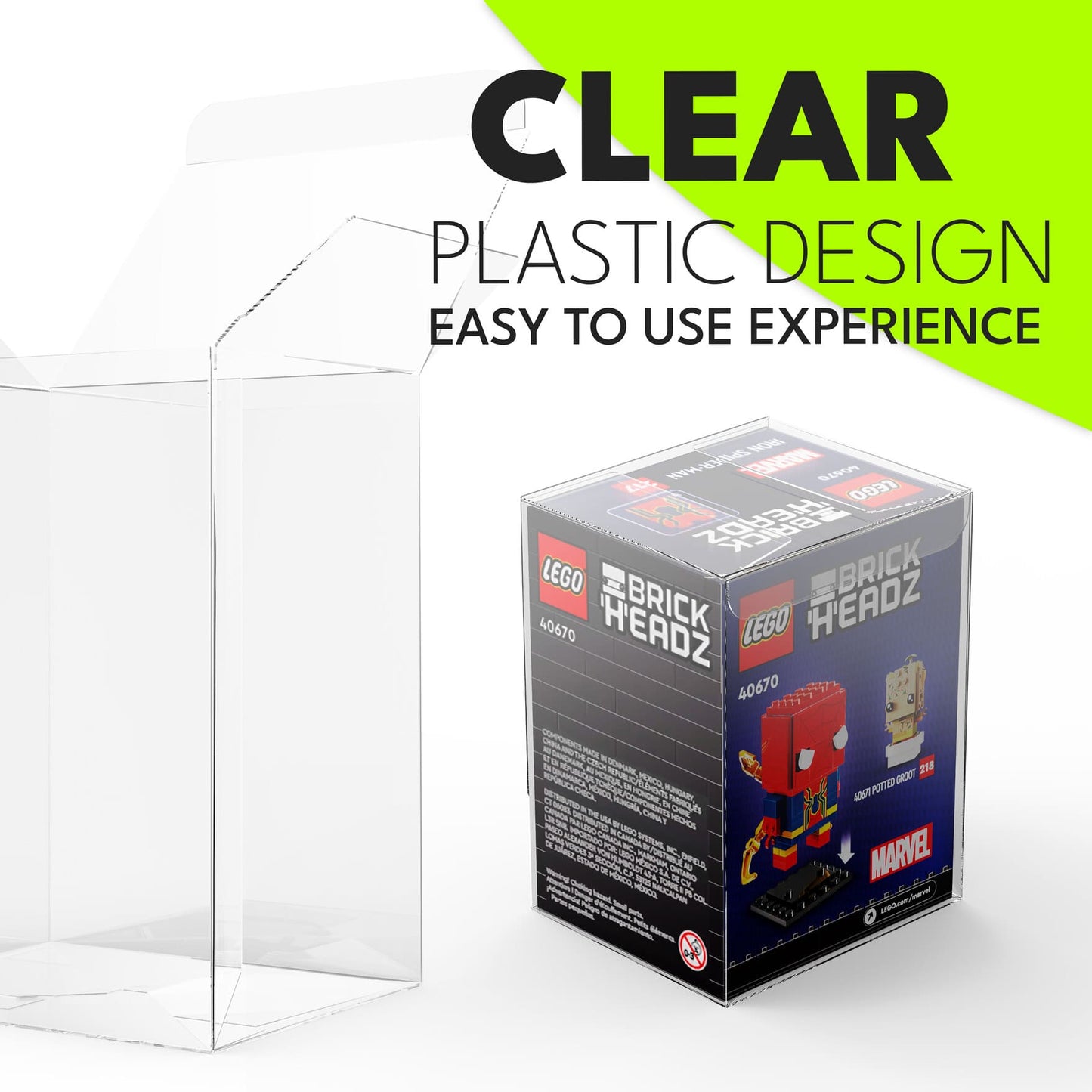 PET Protective Case for LEGO BrickHeadz – Premium LEGO Box Protector (9.3 x 8 x 12.5 cm)