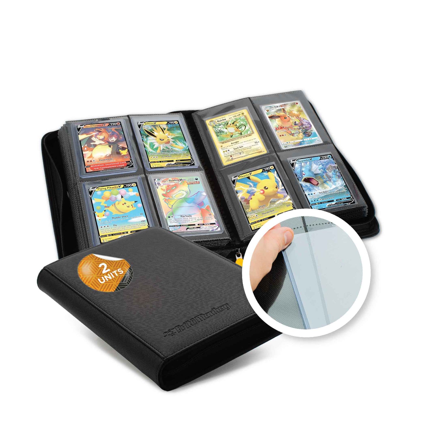 Pokmon Card Binder for Toploaders & Sleeves | 128 Pockets for TCG Storage Friki Monkey Pokmon Card Binder for Toploaders & Sleeves | 128 Pockets for TCG Storage Friki Monkey