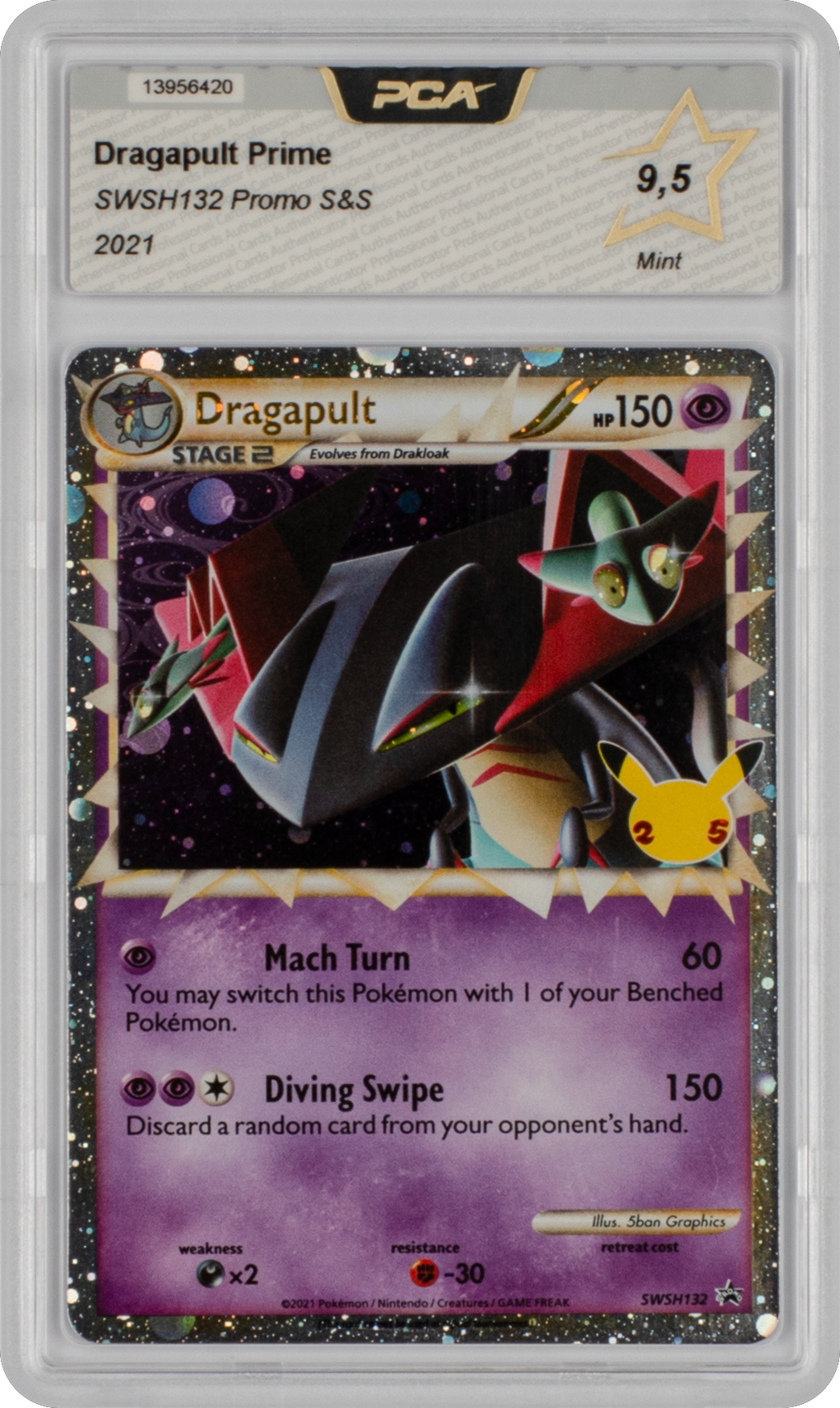 Dragapult Prime – 25th Anniversary Promo SWSH132 (PCA 9 or Higher Mint)